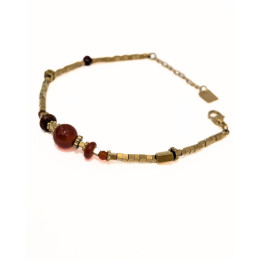 Bracelet femme acier doré et pierres terracotta Talia