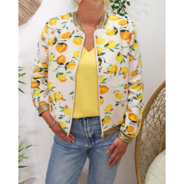 Bombers femme écru citrons jaunes