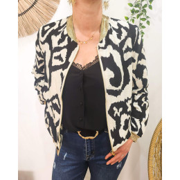 Bombers femme écru et noir Lison