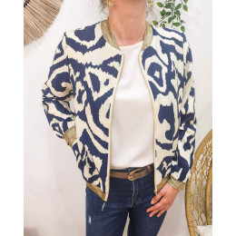 Bombers femme écru et bleu marine Lison