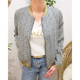Bombers femme écru fleurs bleues Anya
