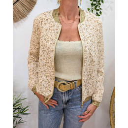 Bombers femme beige fleurs camel Hilaé