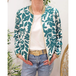 Bombers femme écru et vert Soizic