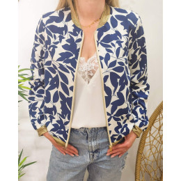 Bombers femme écru et bleu Soizic
