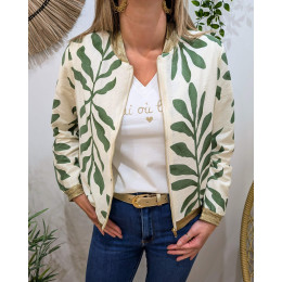 Bombers femme écru et vert Ismérie