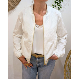 Bombers femme écru fleurs brodées Ashana