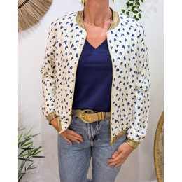 Bombers femme écru et bleu marine Nahélys