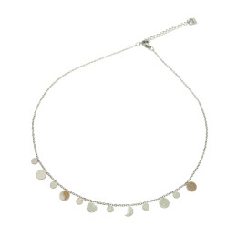 Collier femme argenté petites pastilles