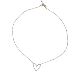 Collier femme acier inoxydable doré coeur strass