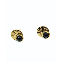 Boucles d'oreilles Acier double ronds-Or et noir