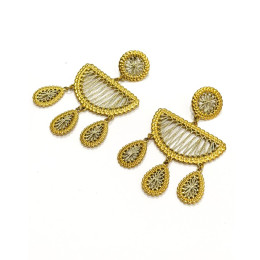 Boucles d'oreilles femme acier doré fil irisé Evana