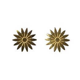 Boucles d'oreilles femme puces soleils ciselés acier doré