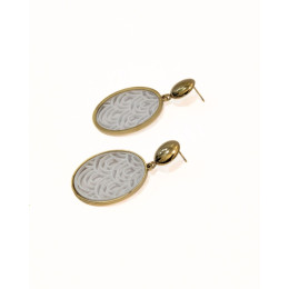 Boucles d'oreilles femme dorées et blanches Marguerite