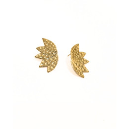 Boucles d'oreilles femme feuillages ciselés dorés