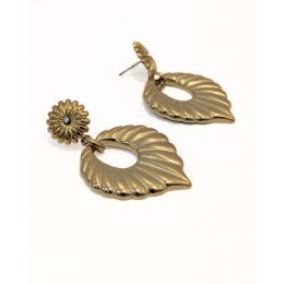 Boucles d'oreilles femme acier doré et strass Geneviève