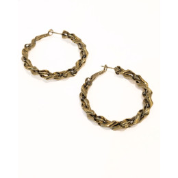 Boucles d'oreilles femme anneaux torsadés acier doré Marianne