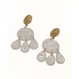 Boucles d'oreilles femme acier doré perles nacre blanches Renée