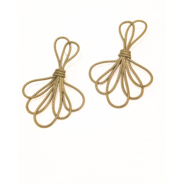 Boucles d'oreilles femme acier doré fleurs nouées