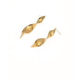 Boucles d'oreilles femme acier doré descente torsadée