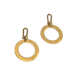 Boucles d'oreilles femme acier doré anneau pendant