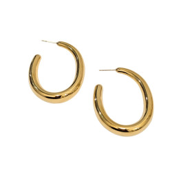 Boucles d'oreilles femme acier doré créole épaisse