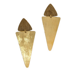Boucles d'oreilles femme acier doré triangles pendants