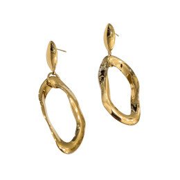 Boucles d'oreilles femme acier doré ovale pendant