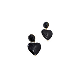 Boucles d'oreilles femme acier doré coeur noir