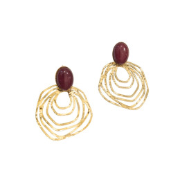 Boucles d'oreilles femme acier doré et bordeaux Eudoxie