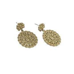 Boucles d'oreilles femme acier doré rond de gouttes