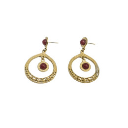Boucles d'oreilles femme acier doré et bordeaux Orphélia
