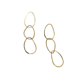 Boucles d'oreilles femme acier doré anneaux entrelacés