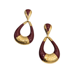 Boucles d'oreilles femme acier doré et bordeaux Zéphyrine