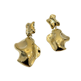 Boucles d'oreilles femme acier doré forme froissée