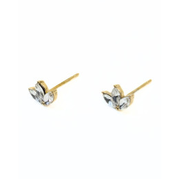 Boucles d'oreilles femme acier zirconium trois pétales
