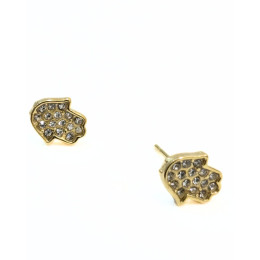 Boucles d'oreilles femme acier zirconium main de fatma