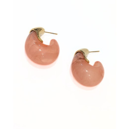 Boucles d'oreilles femme acier doré Résine rose Magali