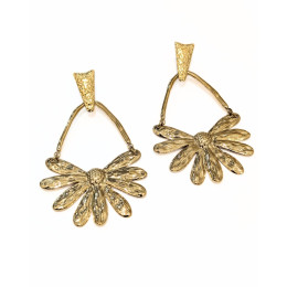 Boucles d'oreilles femme acier doré Balancelles fleuries