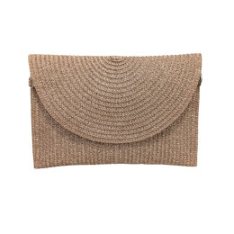 Pochette femme papier tissé rose gold