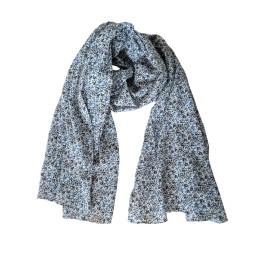 Foulard femme coton bleu marine à motif floral