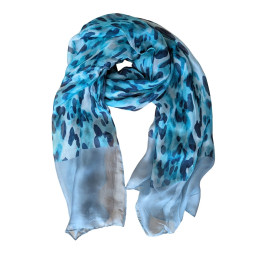 Foulard voile femme motif tacheté-Bleu