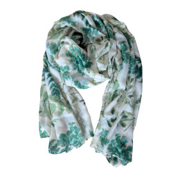 Foulard femme feuillages et dorures Dahlia-Vert