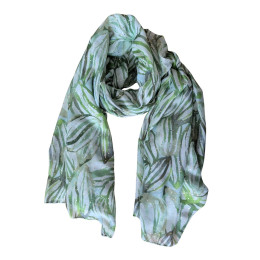 Foulard femme feuillages et dorures Danaë-Vert