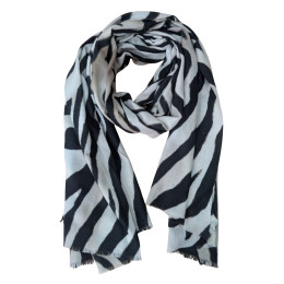 Echarpe femme zébrée noire et beige 