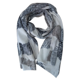 Echarpe femme beige motifs noirs gris taupes Laurine