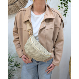 Sac banane femme crochet pailleté doré