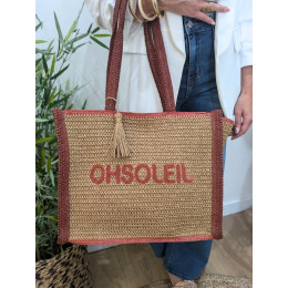 Sac cabas paille OH SOLEIL terracotta