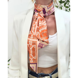 Foulard femme orange violet Nives