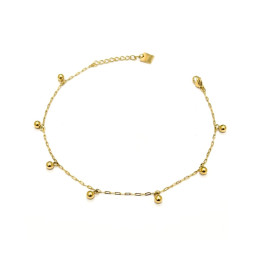 Chaine de cheville acier doré perles boules