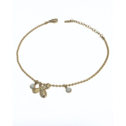 Chaine de cheville acier doré pendentif abeille